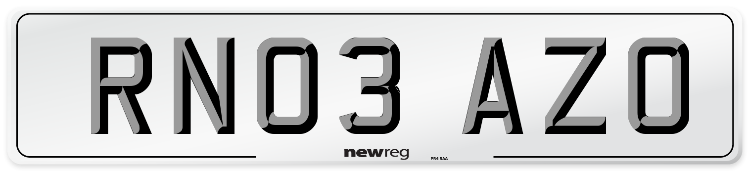 RN03 AZO Number Plate from New Reg